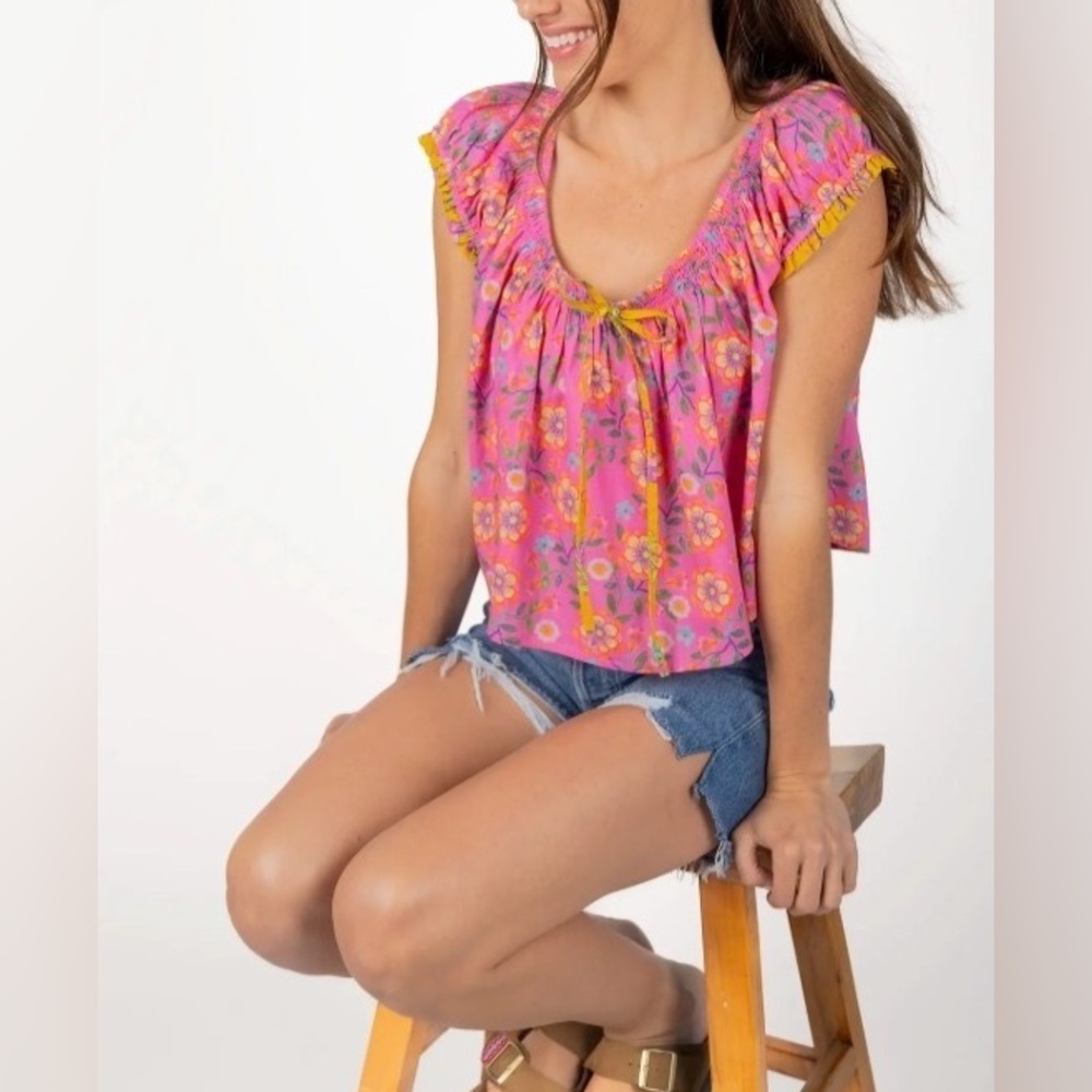NATURAL LIFE Pink Floral Peasant Blouse - Picture 5 of 6